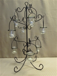 ELEGANT NEW SCROLLING WROUGHT IRON HANGING CANDLE TREE - GREAT CENTERPIECE OR HANG LIKE A CHANDELIER