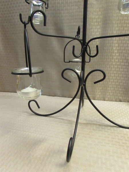 ELEGANT NEW SCROLLING WROUGHT IRON HANGING CANDLE TREE - GREAT CENTERPIECE OR HANG LIKE A CHANDELIER