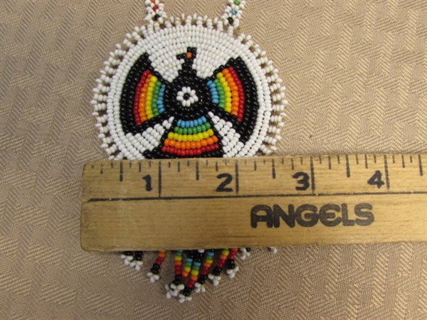 VINTAGE AUTHENTIC NAVAJO HAND BEADED MEDALLION NECKLACE