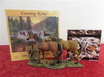 A GORGEOUS HORSE STATUE & TWO GREAT PUZZELS