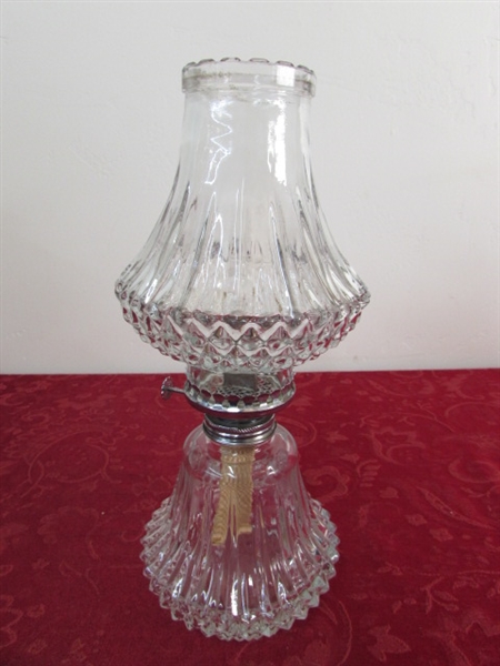 VINTAGE CUT GLASS VANITY LAMP.  OIL OR KEROSENE 