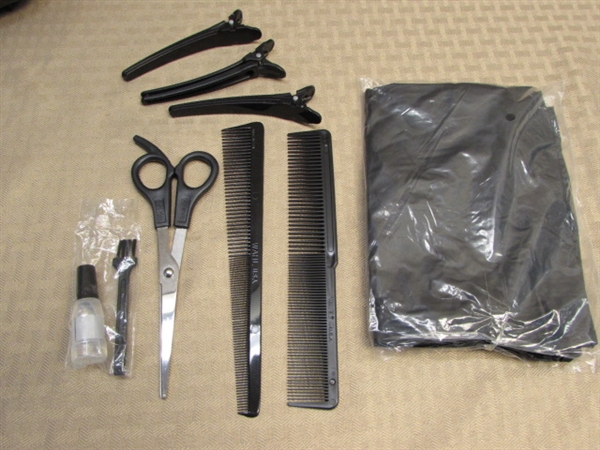 GREAT HAIR CUTS AT HOME!  WAHL HOME HAIR CUTTING KIT-CLIPPERS, 12 COMB/ATTACHMENTS, SCISSORS, COMBS & MORE