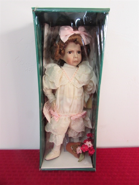 VERY CUTE COLLECTORS PORCELAIN DOLL-LITTLE GIRL WITH A CURL