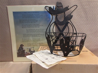 CUTE COWBOY & COWGIRL METAL HANGING PLANT HOLDERS & SOME COWBOY POETRY FOR YOUR WALL