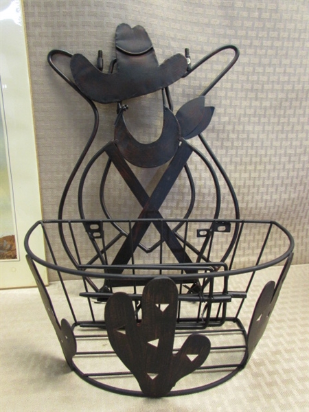 CUTE COWBOY & COWGIRL METAL HANGING PLANT HOLDERS & SOME COWBOY POETRY FOR YOUR WALL