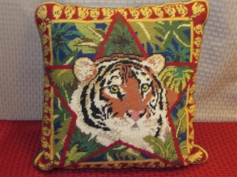 WELCOME TO THE JUNGLE-WONDERFUL CROSS STITCH JUNGLE TIGER THROW PILLOW