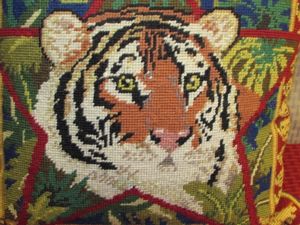 WELCOME TO THE JUNGLE-WONDERFUL CROSS STITCH JUNGLE TIGER THROW PILLOW