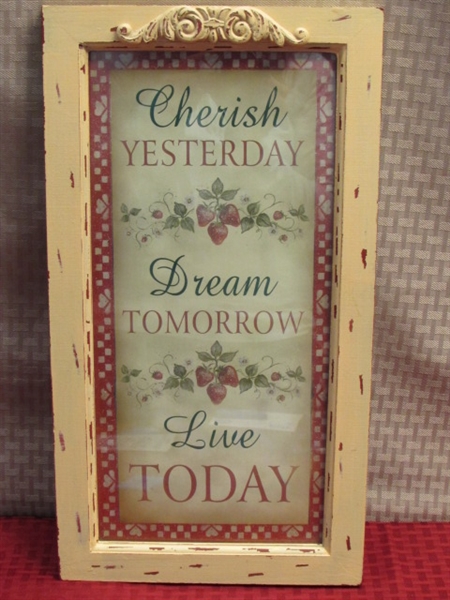 WORDS TO LIVE BY!  CUTE WALL ART IN SHABBY CHIC FRAME