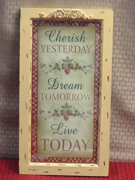 WORDS TO LIVE BY!  CUTE WALL ART IN SHABBY CHIC FRAME