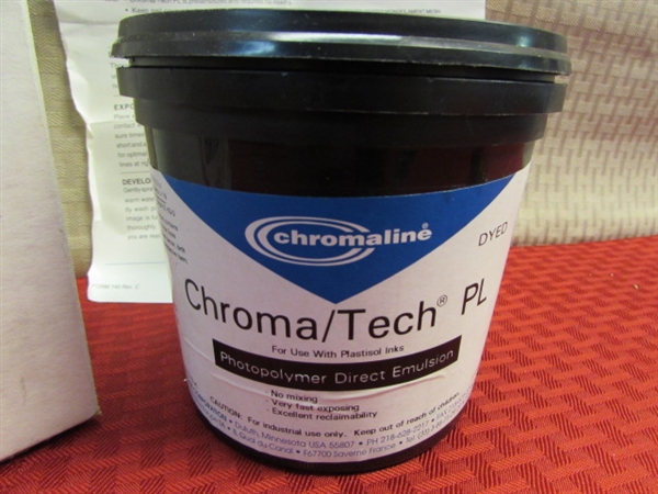DYED CHROMA/TECH PL PHOTOPOLYMER DIRECT EMULSION FOR SCREEN PRINTING PROJECTS.