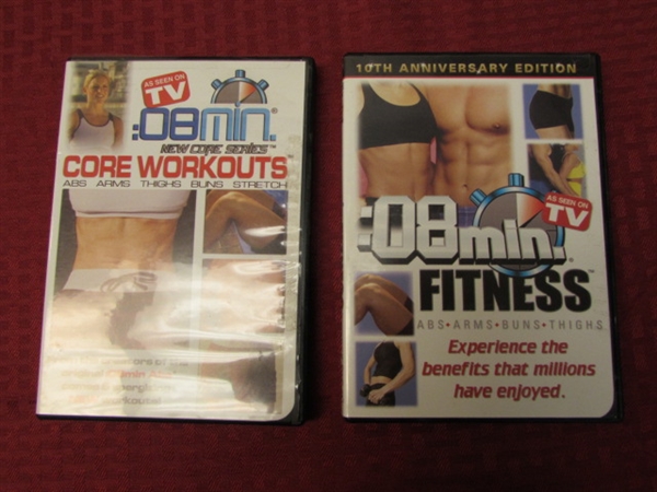 GUNNAR'S CORE SECRETS WORK OUT BALL W/PUMP, FOUR WORKOUT DVD's, GUIDE TO EFFECTIVE EATING & 6 DAY EXPRESS DIET PLAN BOOK 