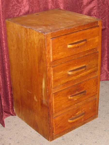 ROUGH 'N READY SMALL 4 DRAWER DRESSER- TO HOLD YOUR TOOLS, CRAFTS SUPPLIES OR FOR A COAT OF CHALK PAINT.  