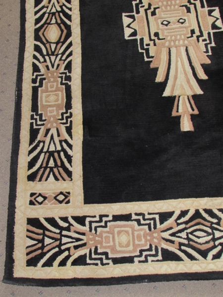 GREAT BIG HAND TUFTED WOOL AREA RUG IN SHADES OF BLACK, BROWN & TAN 
