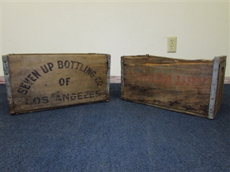 VINTAGE WOOD 7UP CRATE AND WOOD CANNADA DRY CRATE