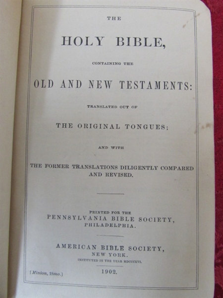 ANTIQUE BIBLE 1902