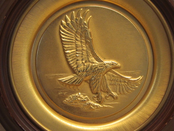 GOLDEN EAGLE-AMERICAN HERITAGE FIRST EDITION 24K GOLD COLLECTIBLE PLATE FREEDOM & JUSTICE SOARING
