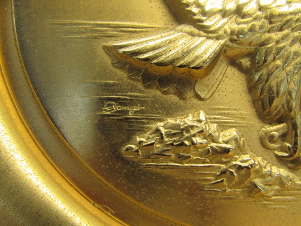GOLDEN EAGLE-AMERICAN HERITAGE FIRST EDITION 24K GOLD COLLECTIBLE PLATE FREEDOM & JUSTICE SOARING