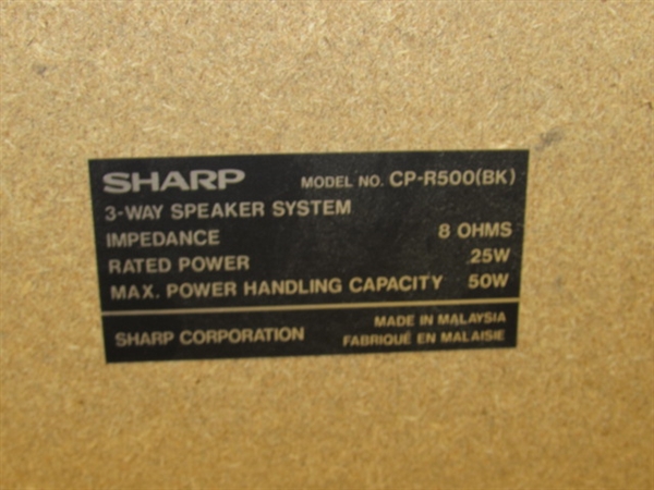 TURN IT UP!  SHARP 3 WAY SPEAKER SYSTEM