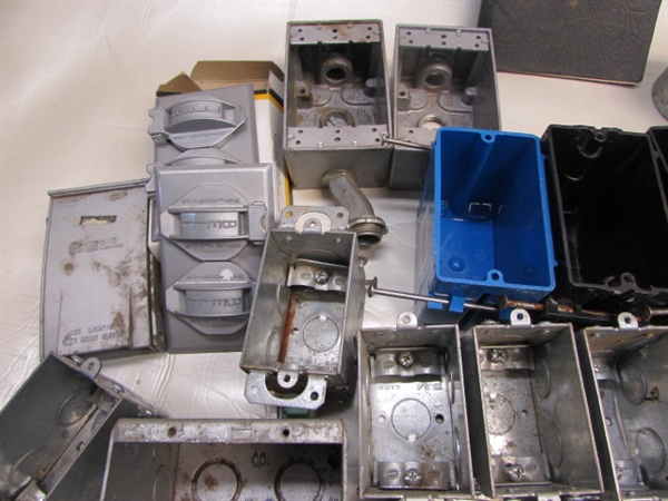 LOTS OF ELECTRICAL BOXES, JUNCTION BOX, SWITCHES & COVERS AND MORE! 