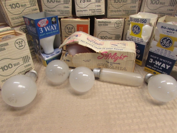 A TON OF LIGHT BULBS!  OVER 40 TOTAL . . . .3 WAY, 75 & 100 WATTS