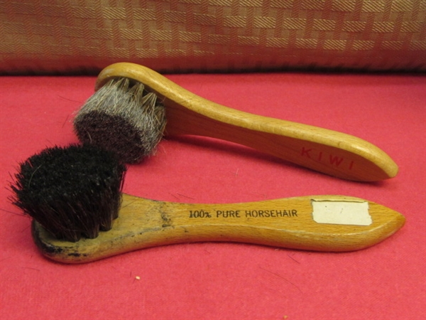 KEEP YOUR SHOES LOOKING SPIFFY & NEW!  OODLES OF SHOE POLISH, CLEANER, BRUSHES & MORE, LOTS OF NEVER USED!
