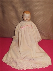 ROCK A BYE BABY!  SWEET PORCELAIN BABY DOLL IN LACE EYELET NIGHT GOWN