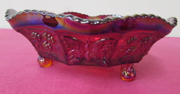 EXTREMLEY TASTEFUL RED FENTON CARNIVAL GLASS DISH