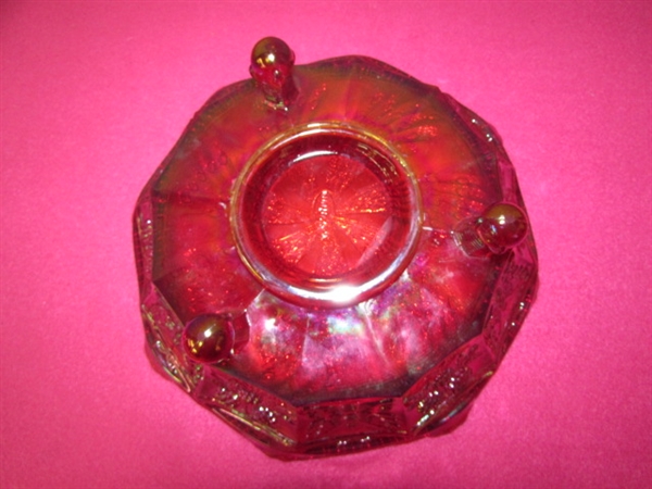 EXTREMLEY TASTEFUL RED FENTON CARNIVAL GLASS DISH