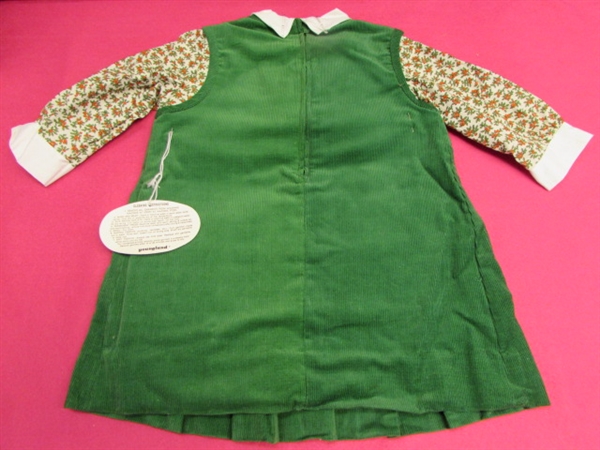 NEW IN BOX VINTAGE CHILDREN'S CORDUROY PINAFORE DRESS WITH COLLARED UNDERSHIRT 