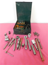 VERY COOL VINTAGE METAL FIRST AID BOX FULL OF MACHINING BITS & PIECES