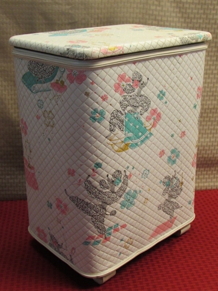 ABSOLUTELY FABULOUS VINTAGE FRENCH POODLE CLOTHES HAMPER FROM THE 1950'S