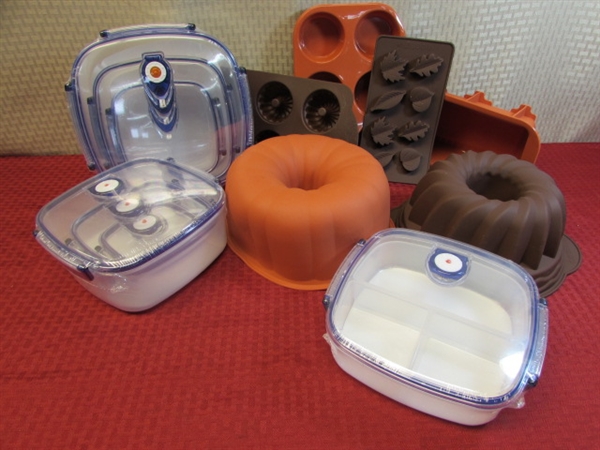 NEW WHISTLE VAC STORAGE CONTAINERS & LOADS COTTAGE COLLECTION SILICONE BAKE WARE