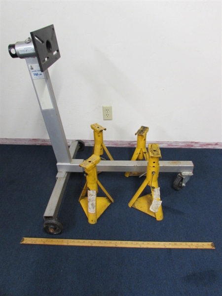 PROLIFT ENGINE STAND WITH 360 DEGREE ROTATING HEAD & FOUR 2-TON JACK STANDS