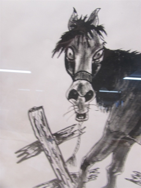VERY FUNNY & TALENTED  ORIGINAL DRAWING/SKETCH OF AN ANGRY HORSE