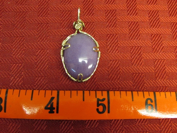 TWO GORGEOUS PENDANTS-GOLD WIRE WRAPPED APHRODITE & GLASS WITH HERKIMER DIAMONDS