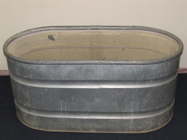 BIG GALVANIZED METAL TROUGH-WATER FOR THE CRITTERS OR A GREAT WAY TO COOL OFF IN THE SUMMER