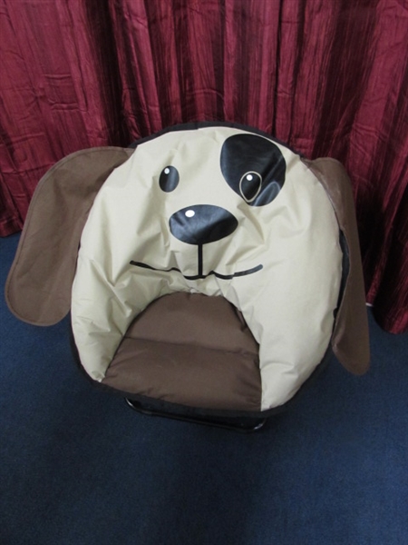 TWO ADORABLE CHILDREN'S' FOLDING PUPPY DOG CHAIRS