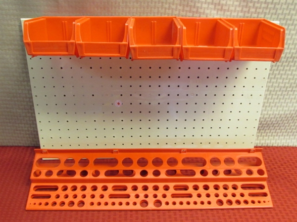 GET YOUR SHOP ORGANIZED!  NEW WALL MOUNT WORKSHOP ORGANIZER WITH BINS, PEGBOARD & TOOL RACK