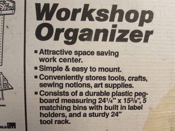 GET YOUR SHOP ORGANIZED!  NEW WALL MOUNT WORKSHOP ORGANIZER WITH BINS, PEGBOARD & TOOL RACK