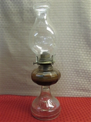 VERY PRETTY ANTIQUE HURRICANE LAMP MADE IN THE U.S. OF AMERICA
