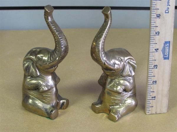 WONDERFUL BRASS ELEPHANT BOOKENDS, NEW HANDBAG WITH MATCHING LEATHER WALLET & MORE
