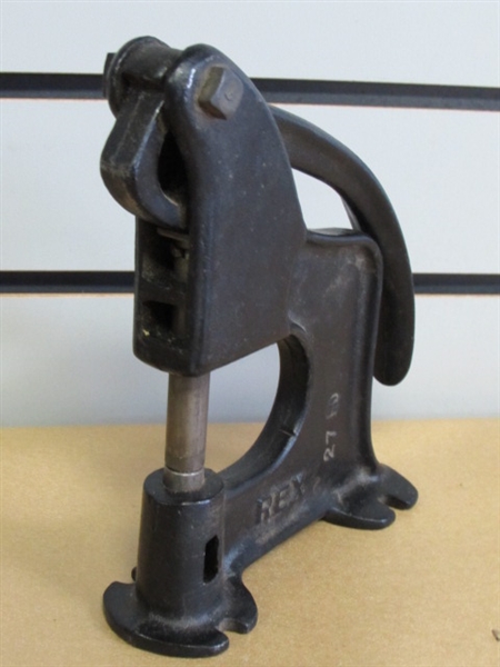 VINTAGE ONE REX RIVETING MACHINE WITH RIVETS