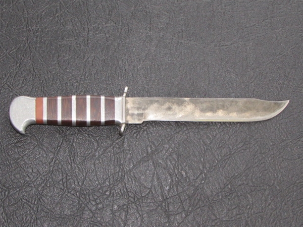 SUPER COOL CUSTOM MADE KNIFE WITH STACKED LEATHER HANDLE