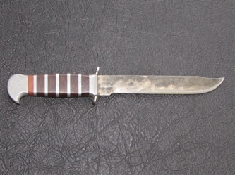 SUPER COOL CUSTOM MADE KNIFE WITH STACKED LEATHER HANDLE