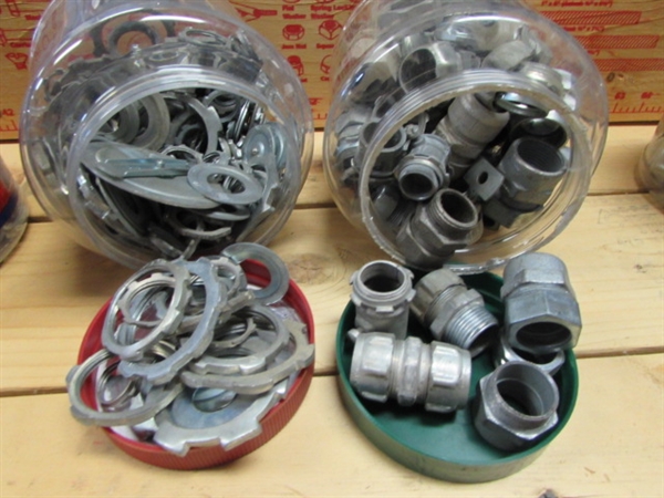 LOADS OF ELECTRICAL-CONDUIT HANGERS, INSULATOR BRACKETS, ANCHOR SHACKLES, LOCKNUTS, FITTINGS & MORE