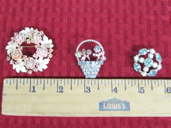 FUN & SPARKLY VINTAGE JEWELS-AUSTRIA BROOCHES & EARRINGS, SARAH COVENTRY, RHINESTONES, BEADS & MORE