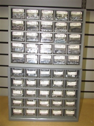 TWO HANDYMANS MULTI-DRAWER HARDWARE CABINETS LOADED WITH HARDWARE