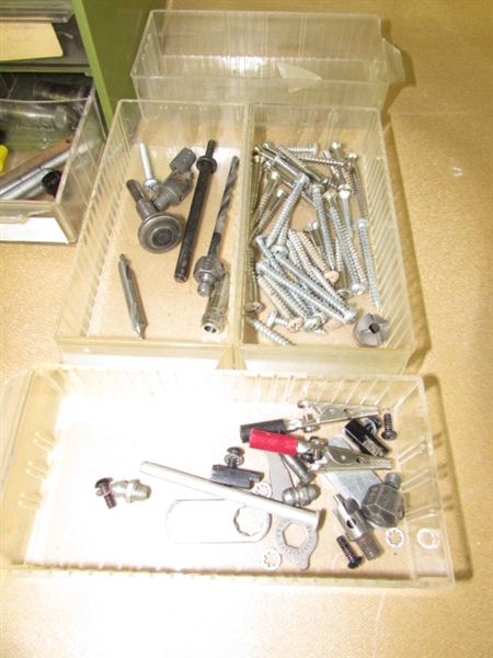 DON'T MISS THIS HANDYMAN'S HARDWARE CABINET LOADED WITH HARDWARE & BITS!