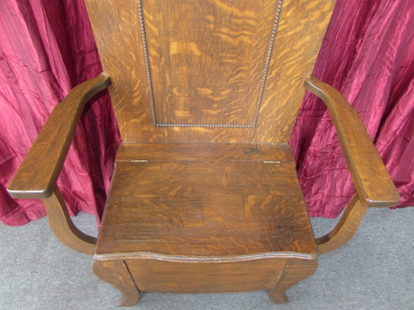 1800'S TIGER OAK HALL TREE-FINE CRAFTSMANSHIP WITH EXQUISITE DETAILS & GREAT CONDITION