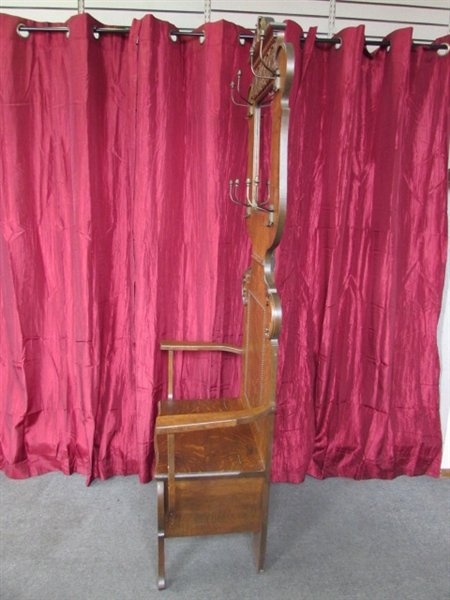 1800'S TIGER OAK HALL TREE-FINE CRAFTSMANSHIP WITH EXQUISITE DETAILS & GREAT CONDITION